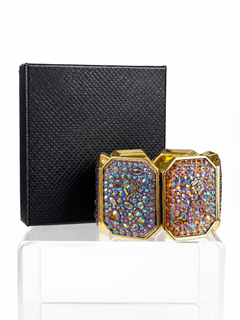 Iridescent on Gold Fashion Stretch Bracelet
